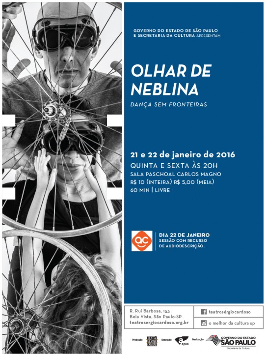 E-flyer Olhar de Neblina. Descrição no final do post.