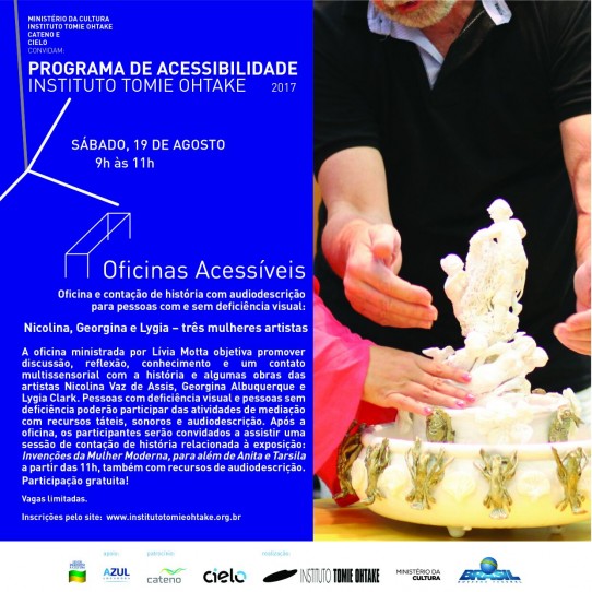 O convite com fundo azul royal, escrito com letras brancas, é ilustrado no lado direito pela fotografia colorida, em plano detalhe, das mãos de um homem e de uma mulher tocando a réplica da Fonte Monumental, escultura de Nicolina Vaz de Assis, composta por duas bacias de mármore branco. Lagostas de bronze contornam a bacia maior e no topo da fonte, um pescador segura uma rede, rodeado por 4 sereias. No rodapé, as logomarcas dos patrocinadores, apoiadores e realizadores sobre faixa branca.